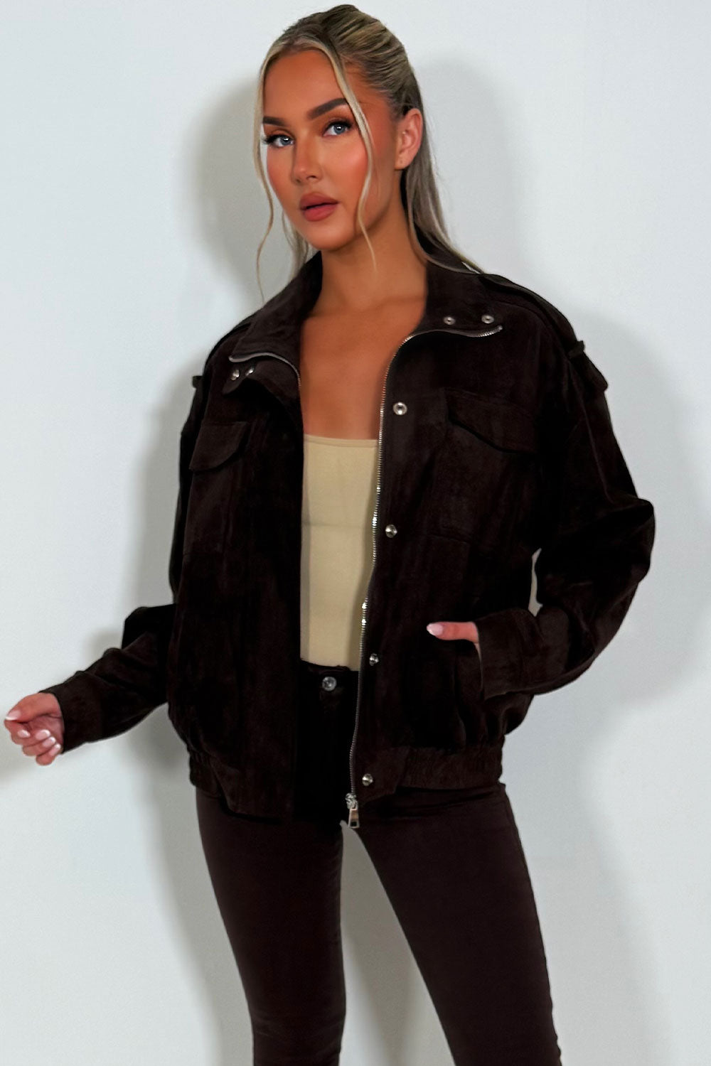 Faux Suede Jacket Brown | Xtralitty