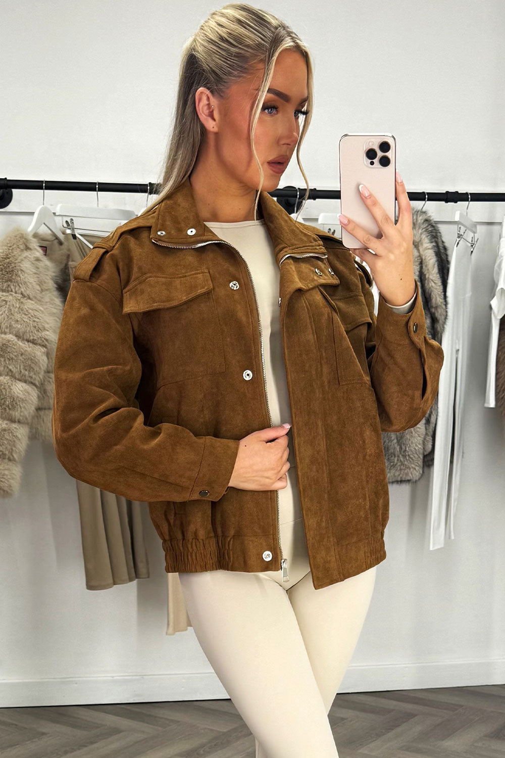 Faux Suede Jacket Tan | Xtralitty
