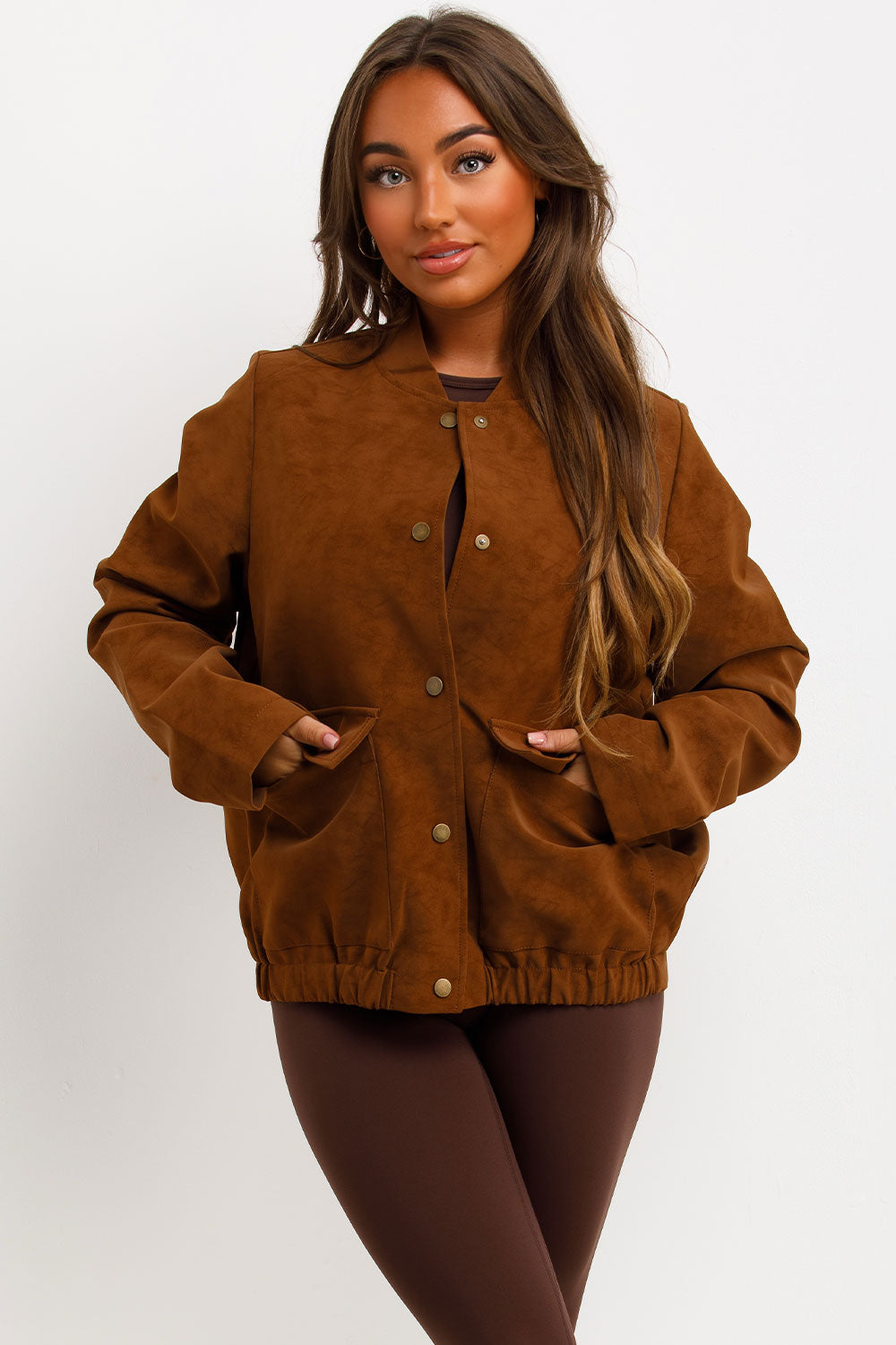 Faux Suede Bomber Jacket Rust | Xtralitty