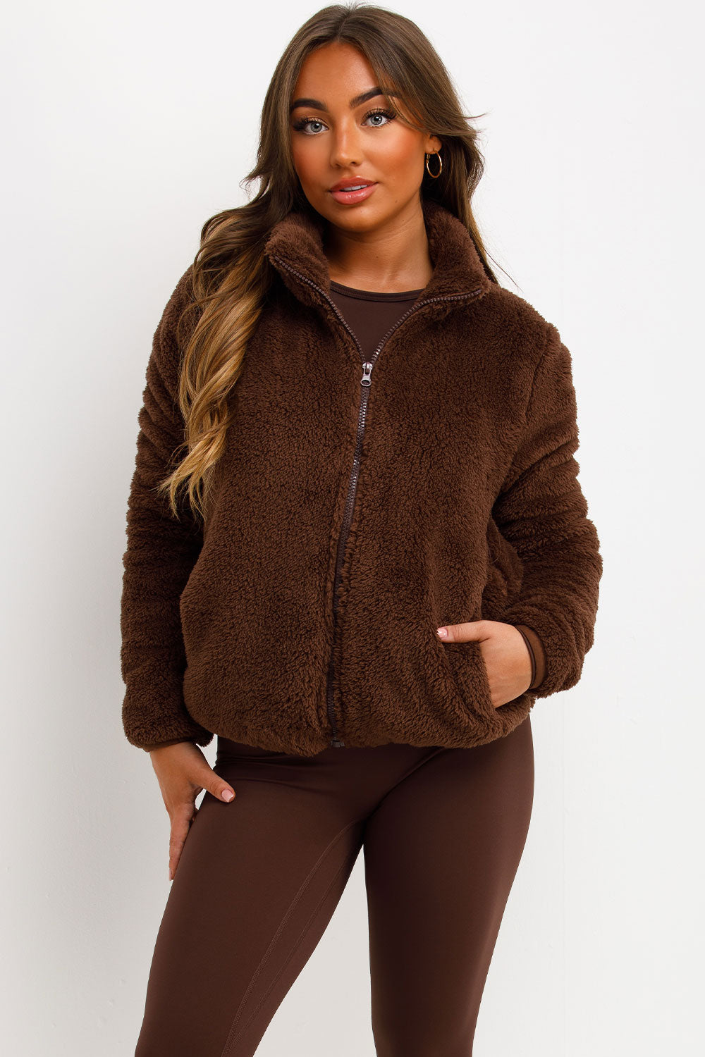 Teddy Jacket Zip Through Brown | Xtralitty