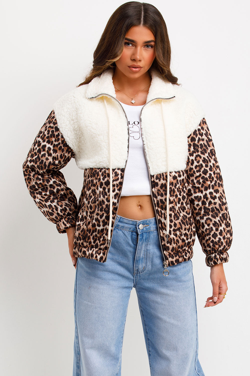 Teddybear Jacket with Quilted Leopard Print Deta | Xtralitty