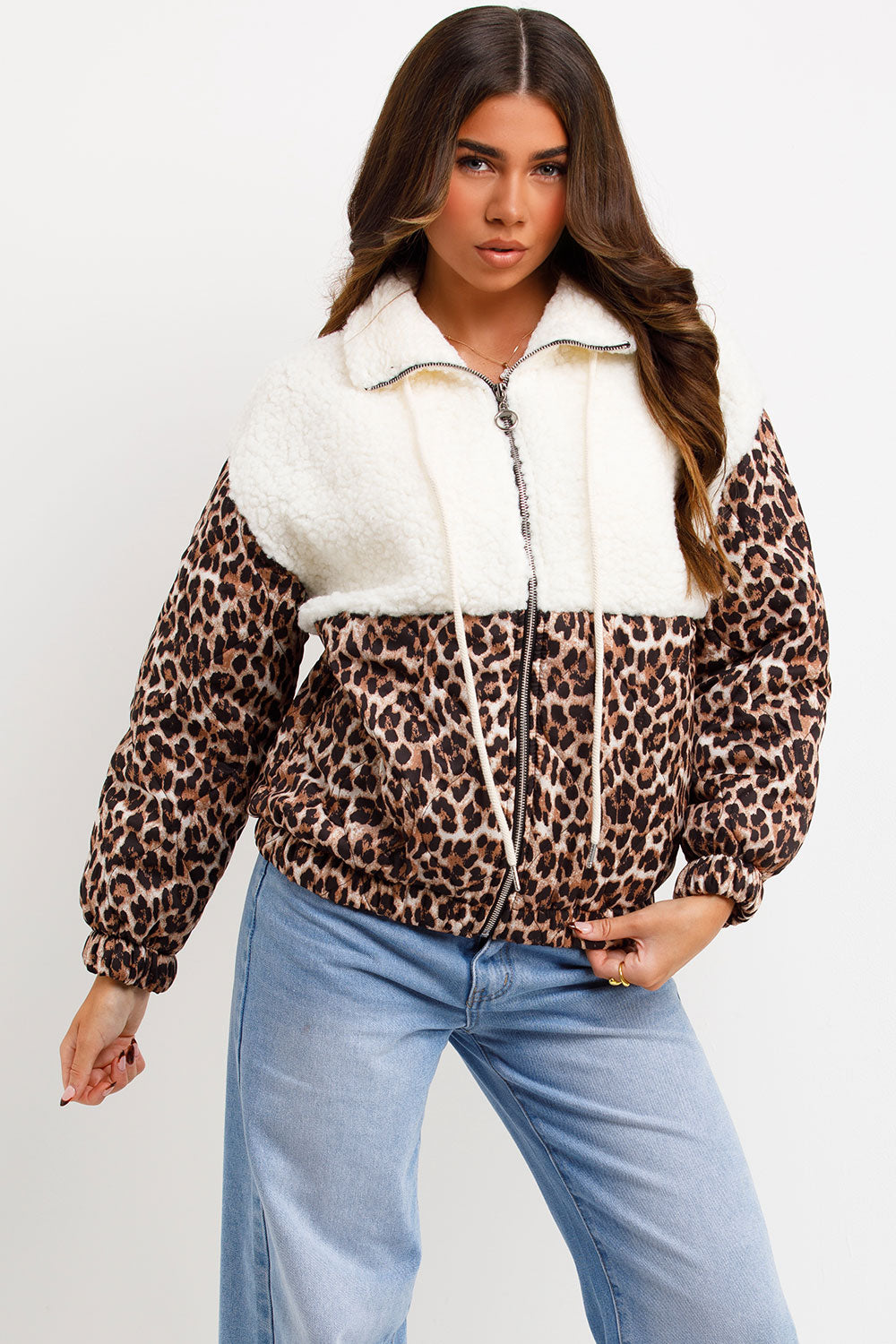 Teddybear Jacket with Quilted Leopard Print Deta | Xtralitty