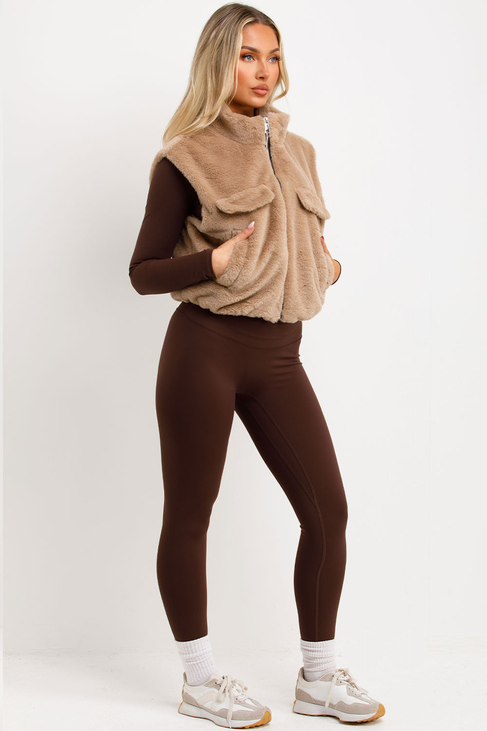 Teddy Gilet Cropped Beige | Xtralitty