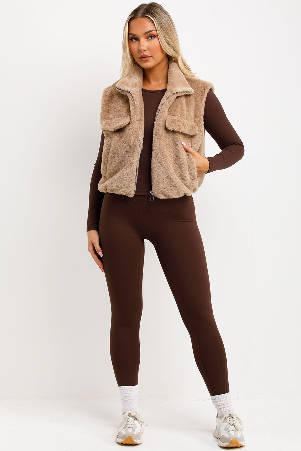 Teddy Gilet Cropped Beige | Xtralitty