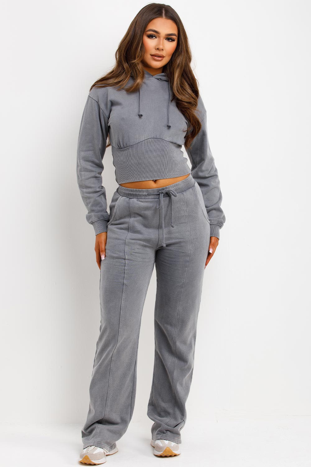 Crop Hoodie and Joggers Tracksuit with Corset Ri | Xtralitty