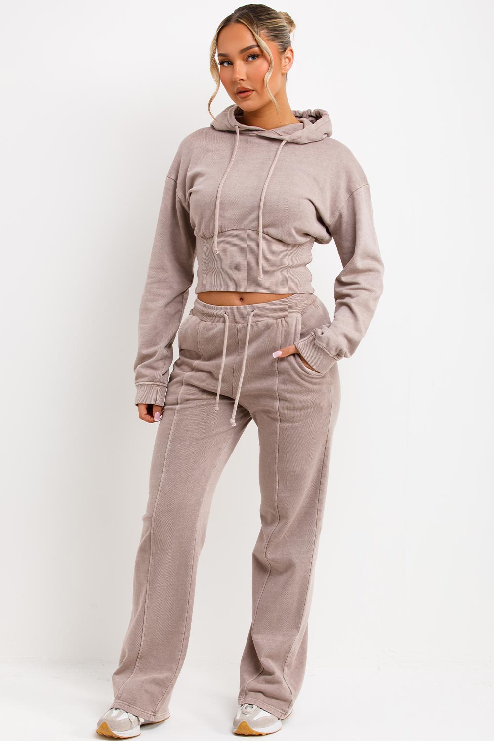 Crop Hoodie and Joggers Tracksuit with Corset Ri | Xtralitty