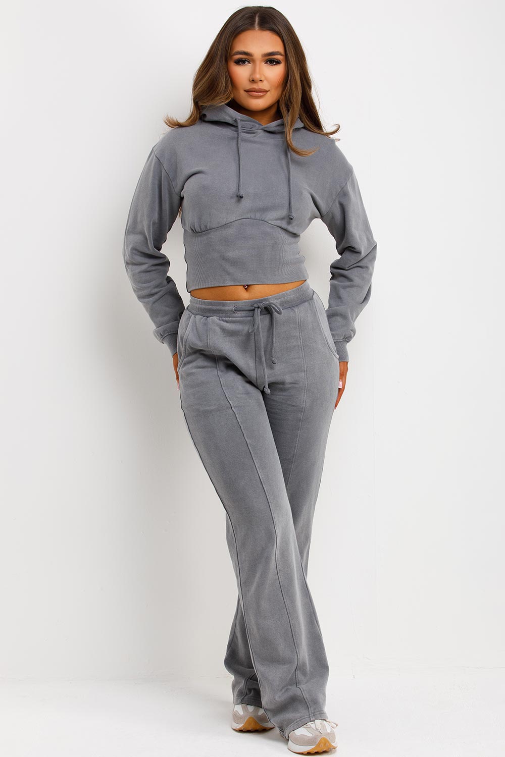 Crop Hoodie and Joggers Tracksuit with Corset Ri | Xtralitty