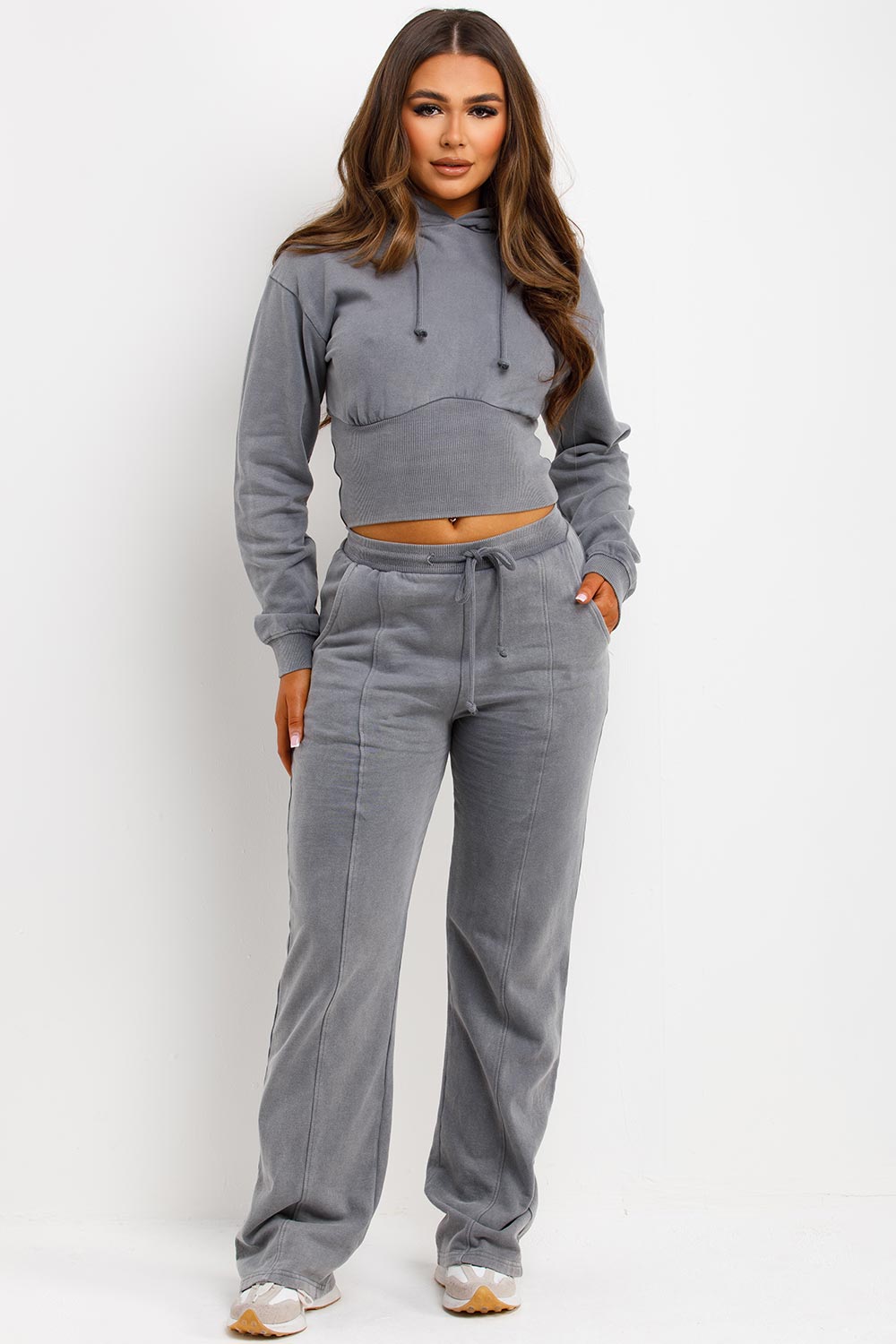 Crop Hoodie and Joggers Tracksuit with Corset Ri | Xtralitty
