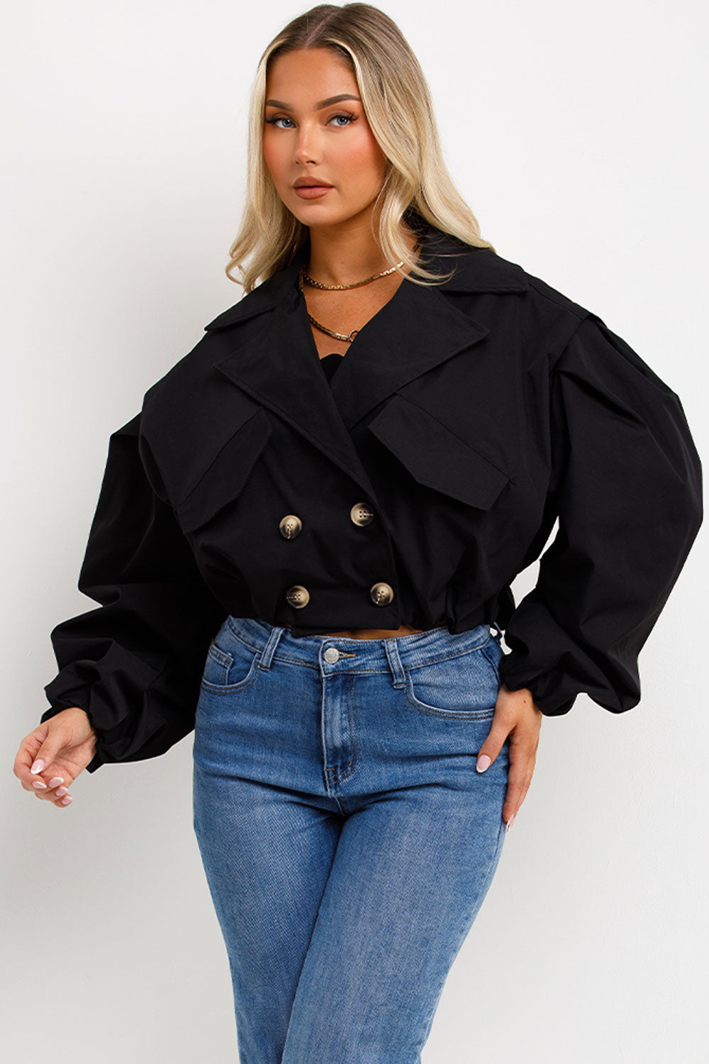 Crop Trench Jacket Black | Xtralitty