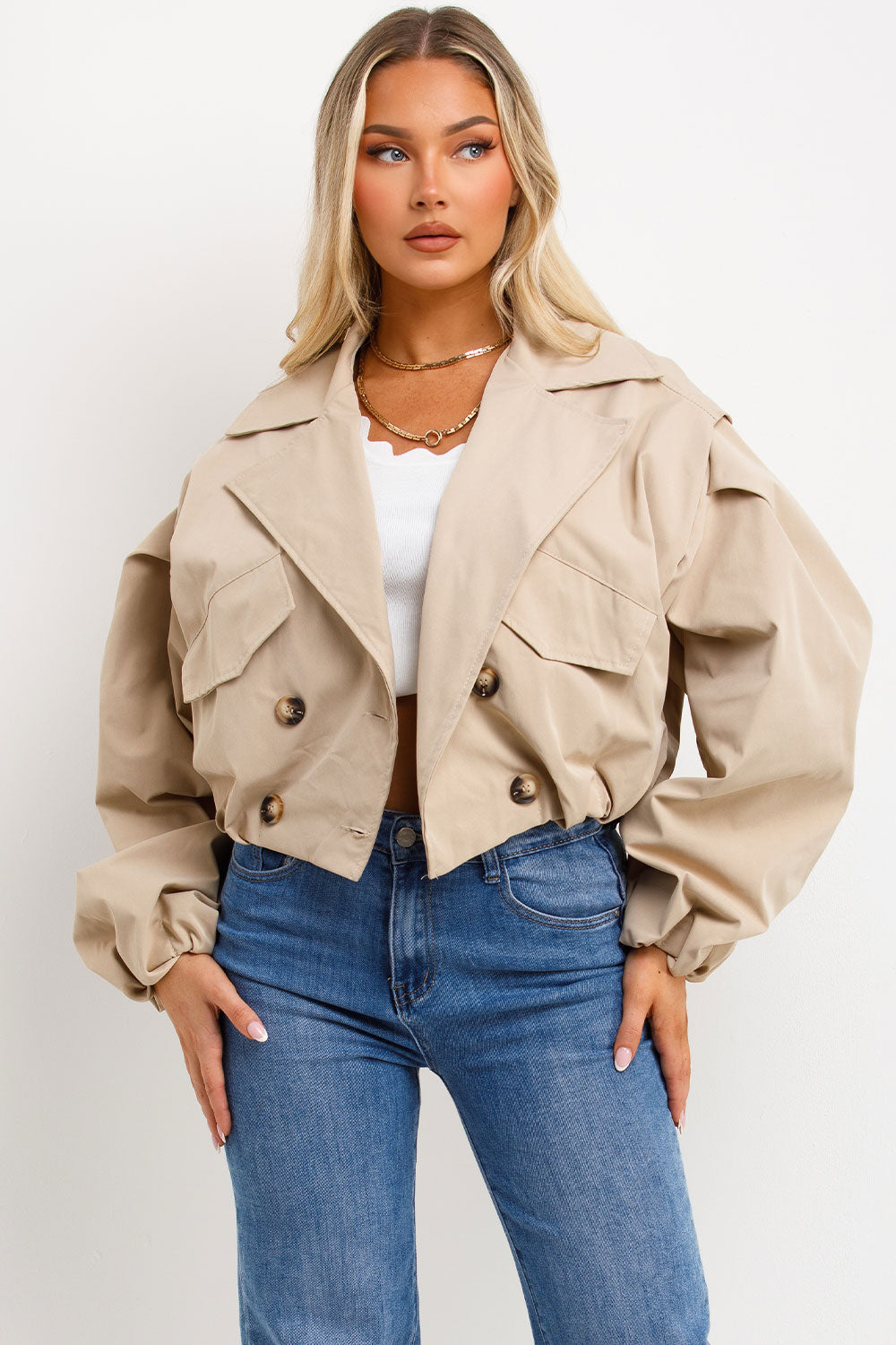 Crop Trench Jacket Beige | Xtralitty