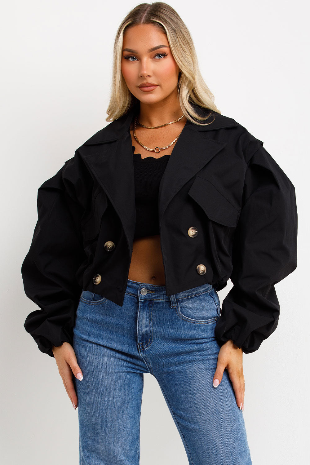Crop Trench Jacket Black | Xtralitty