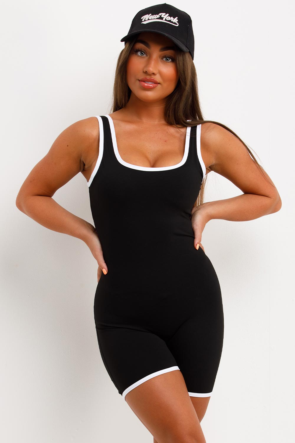 Playsuit with Contrast Trim Black | Xtralitty