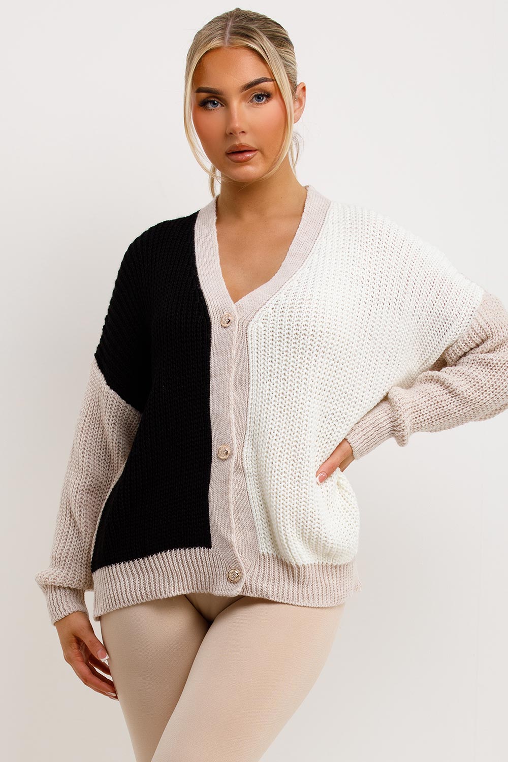 Knitted Cardigan Two Tone Black | Xtralitty