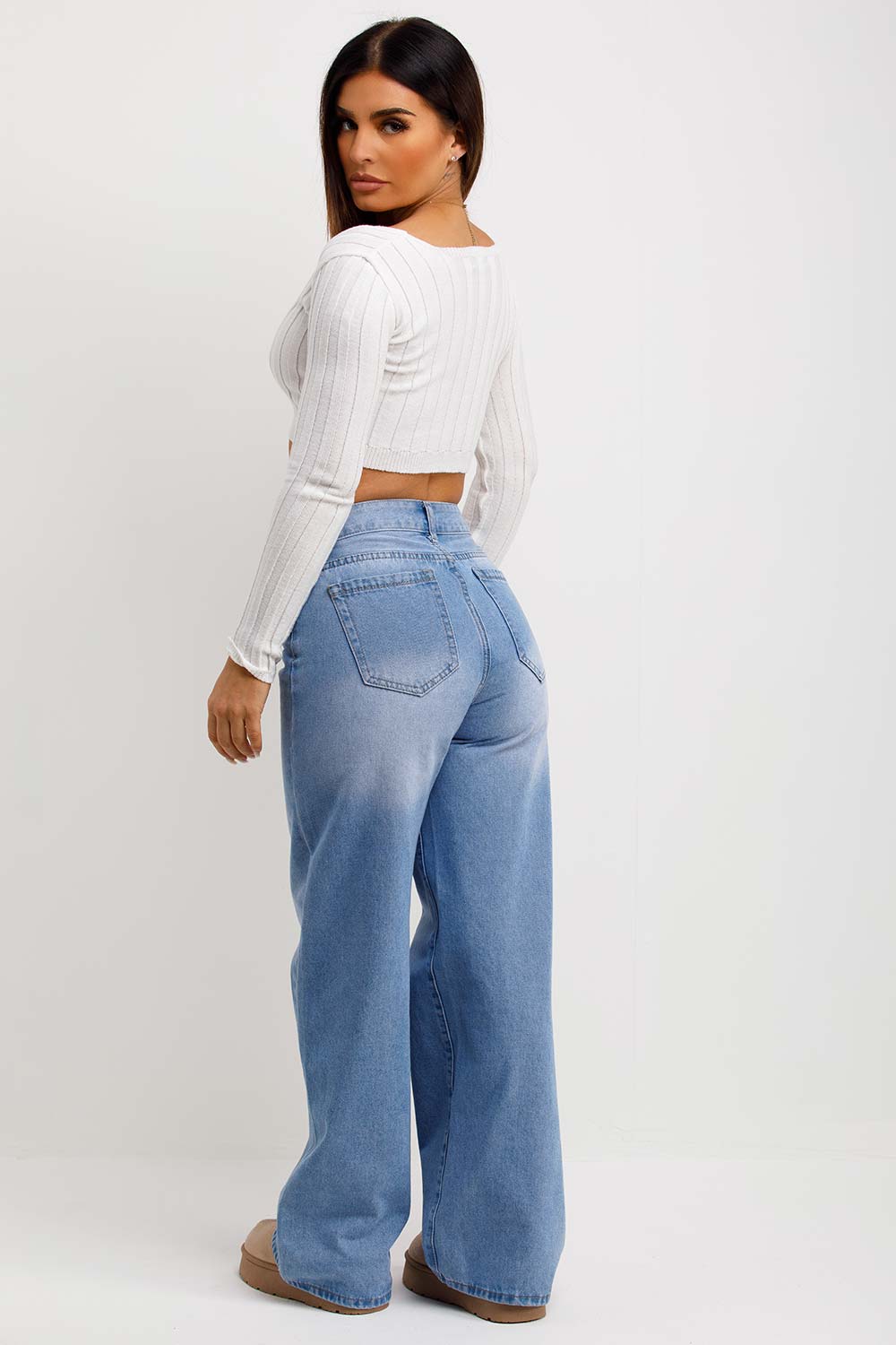 Knitted Square Neck Crop Jumper White | Xtralitty