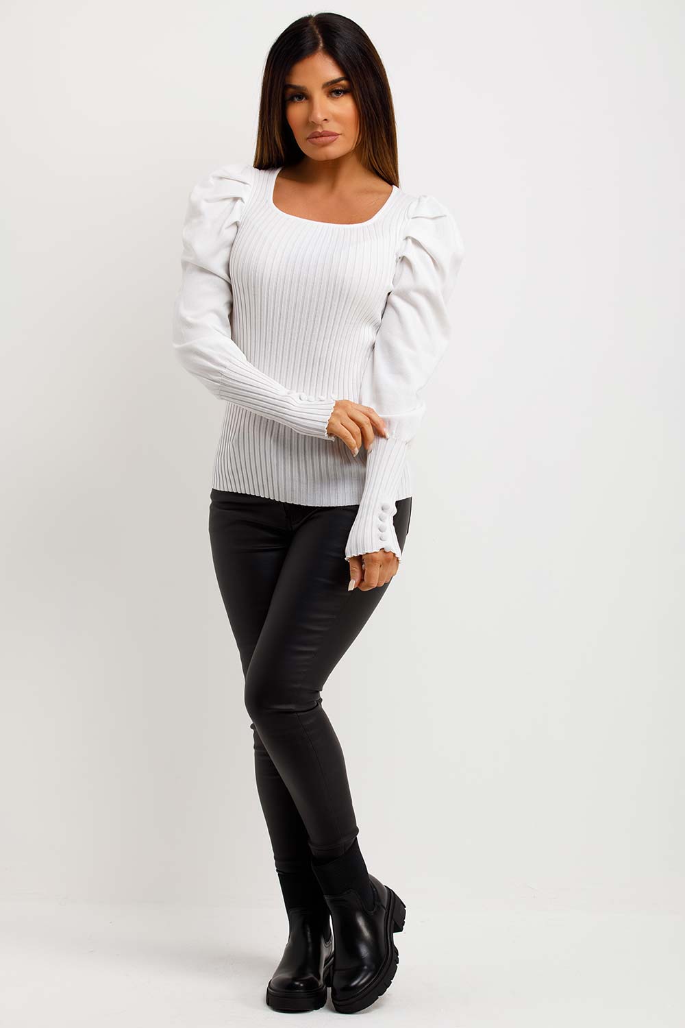 Jumper with Puff Sleeves Cream | Xtralitty