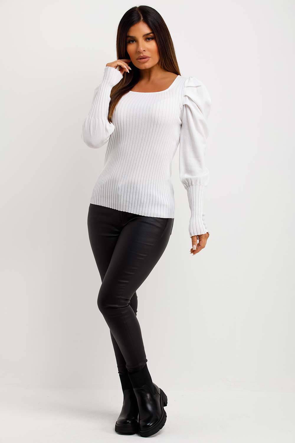 Jumper with Puff Sleeves Cream | Xtralitty