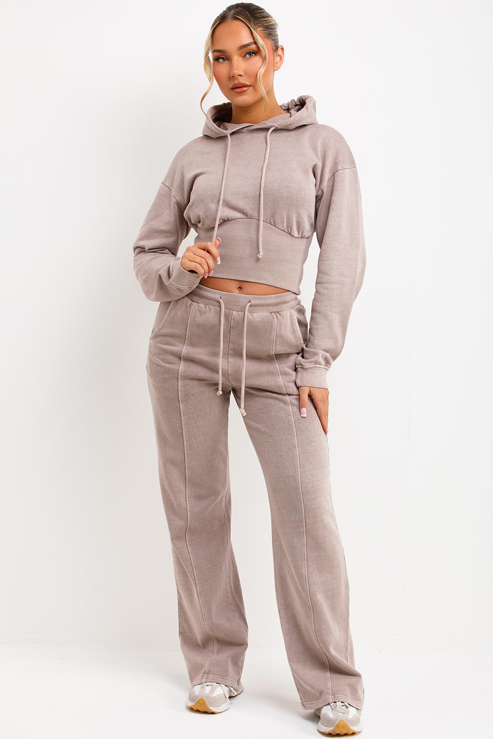 Crop Hoodie and Joggers Tracksuit with Corset Ri | Xtralitty