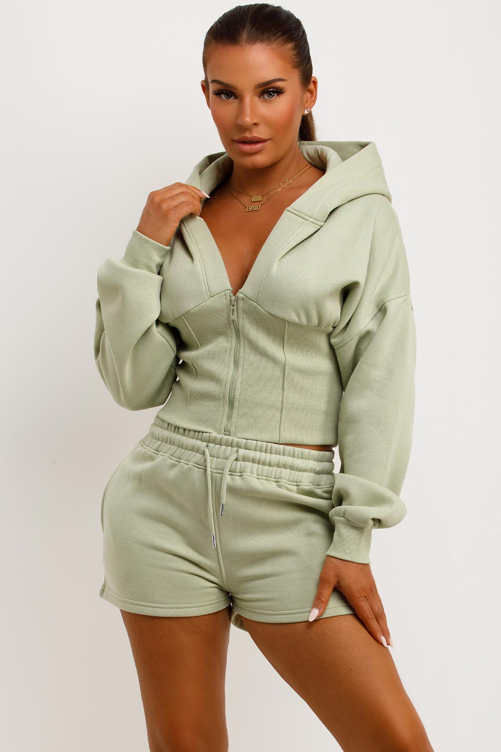 Corset Hoodie and Shorts Tracksuit Co Ord Set Sa | Xtralitty