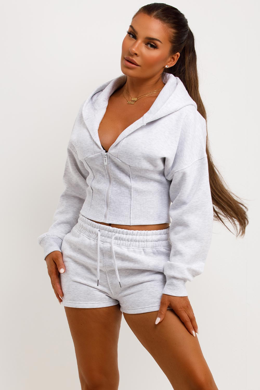 Corset Hoodie and Shorts Tracksuit Co Ord Set Gr | Xtralitty