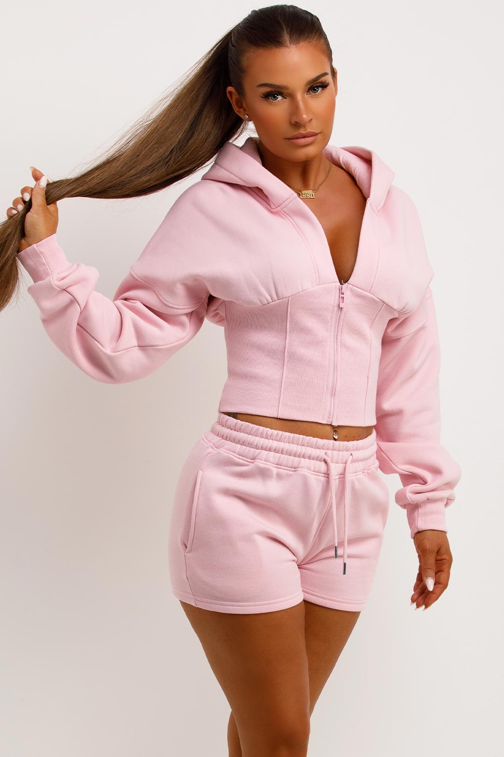 Corset Hoodie and Shorts Tracksuit Co Ord Set Pi | Xtralitty