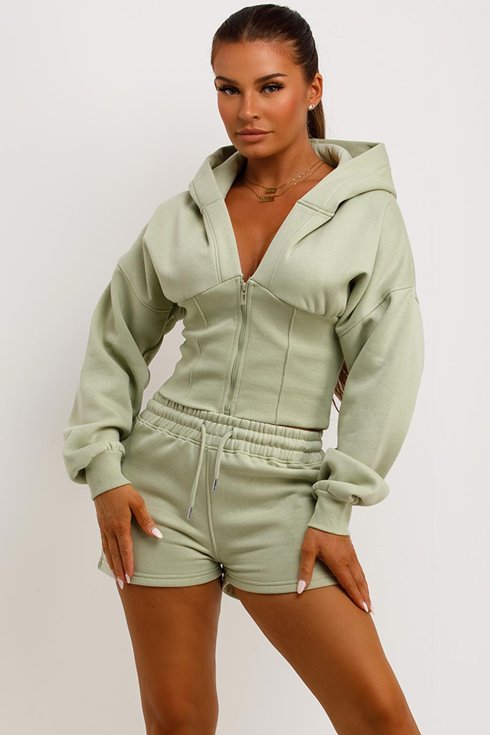 Corset Hoodie and Shorts Tracksuit Co Ord Set Sa | Xtralitty
