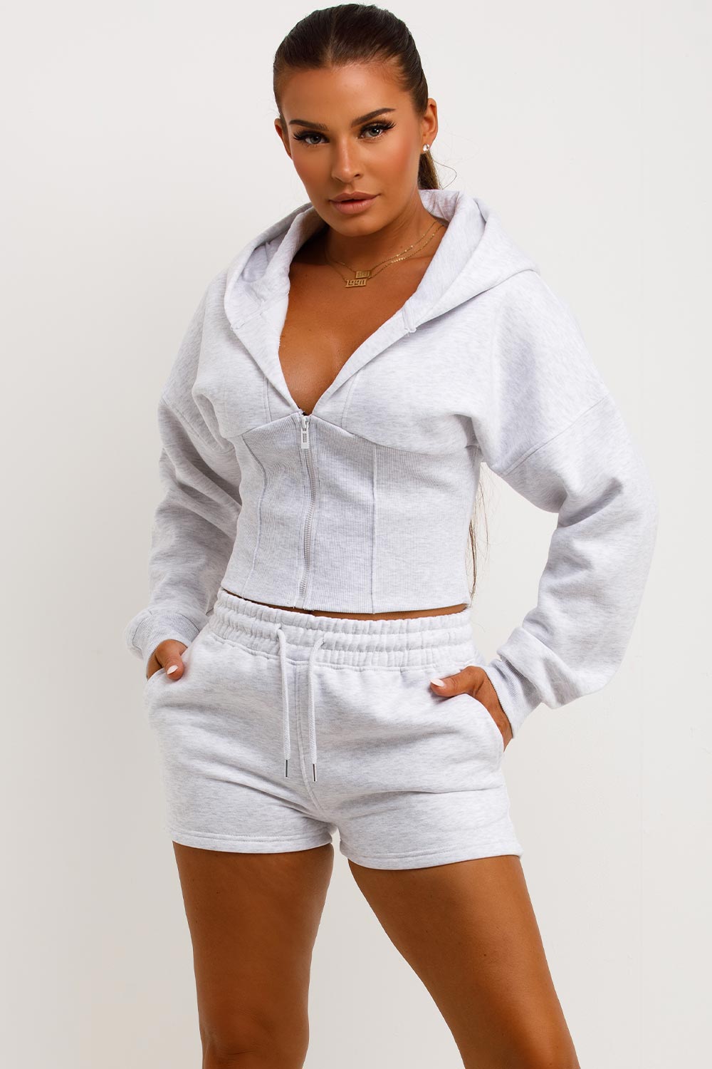 Corset Hoodie and Shorts Tracksuit Co Ord Set Gr | Xtralitty