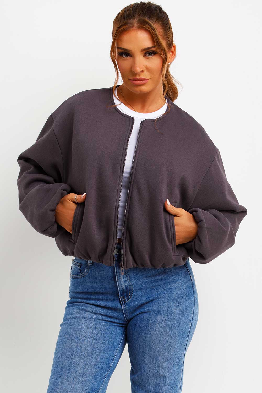 Soft Bomber Jacket with Zip Charcoal | Xtralitty