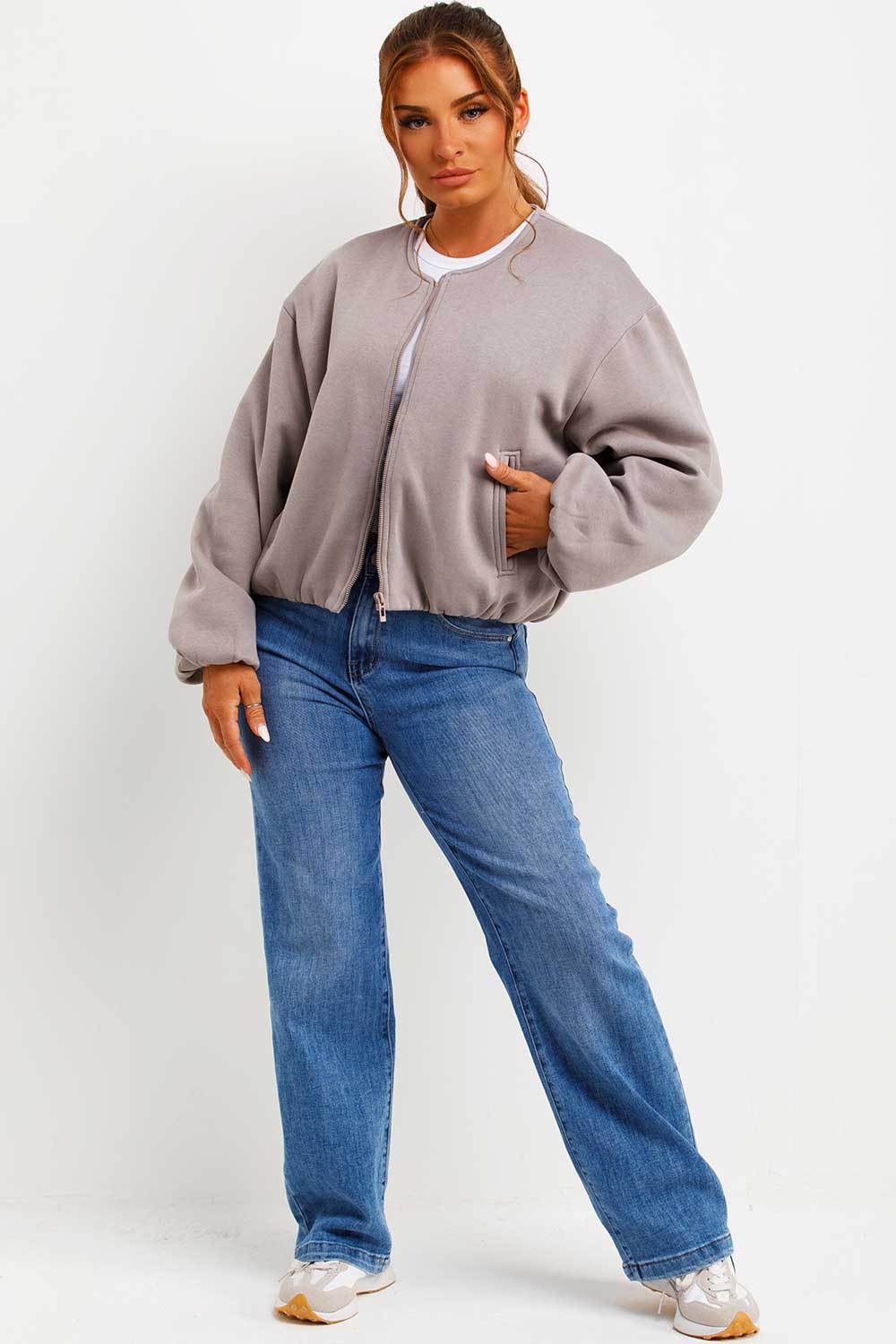 Soft Bomber Jacket with Zip Dove Grey | Xtralitty