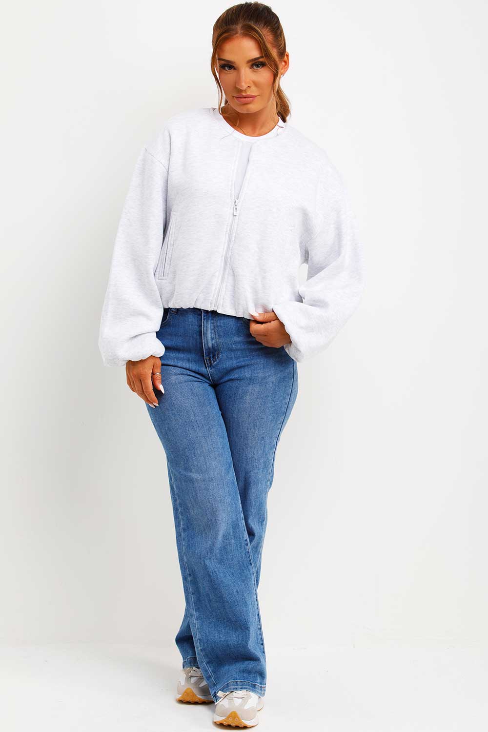 Soft Bomber Jacket with Zip Grey Marl | Xtralitty