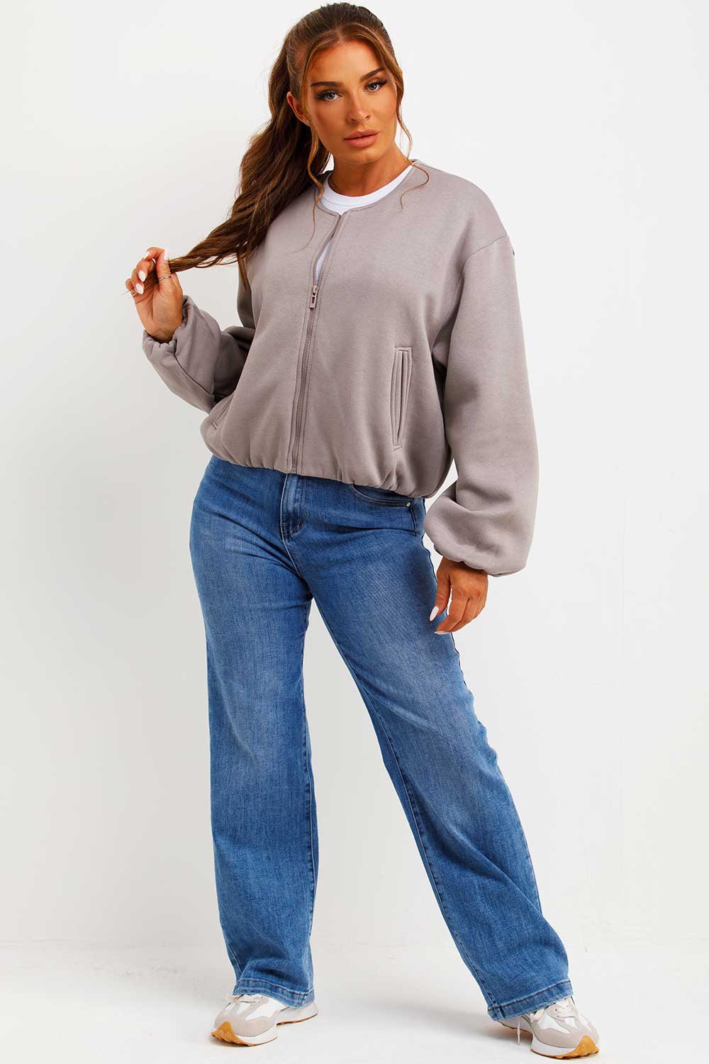 Soft Bomber Jacket with Zip Dove Grey | Xtralitty