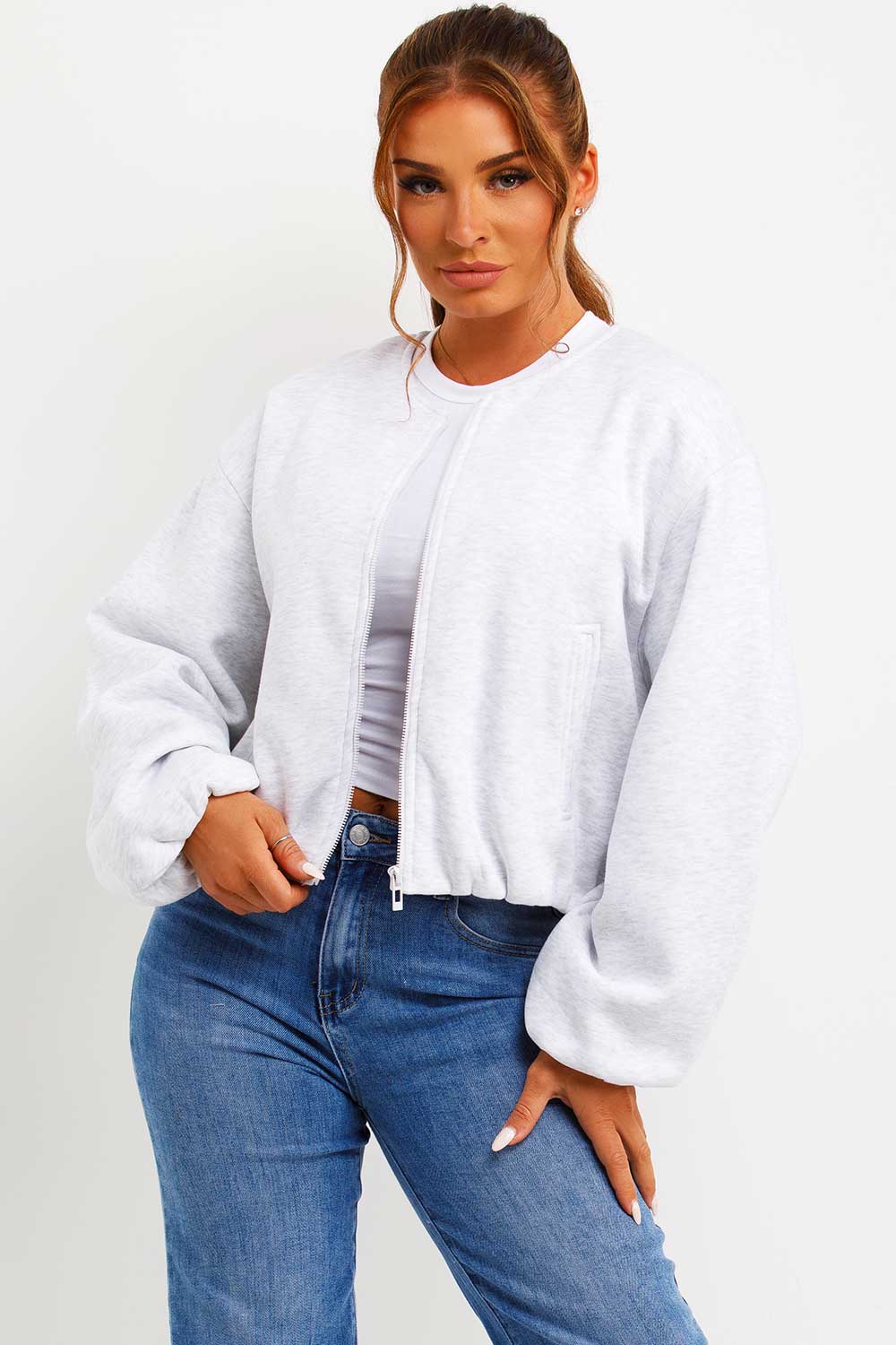 Soft Bomber Jacket with Zip Grey Marl | Xtralitty