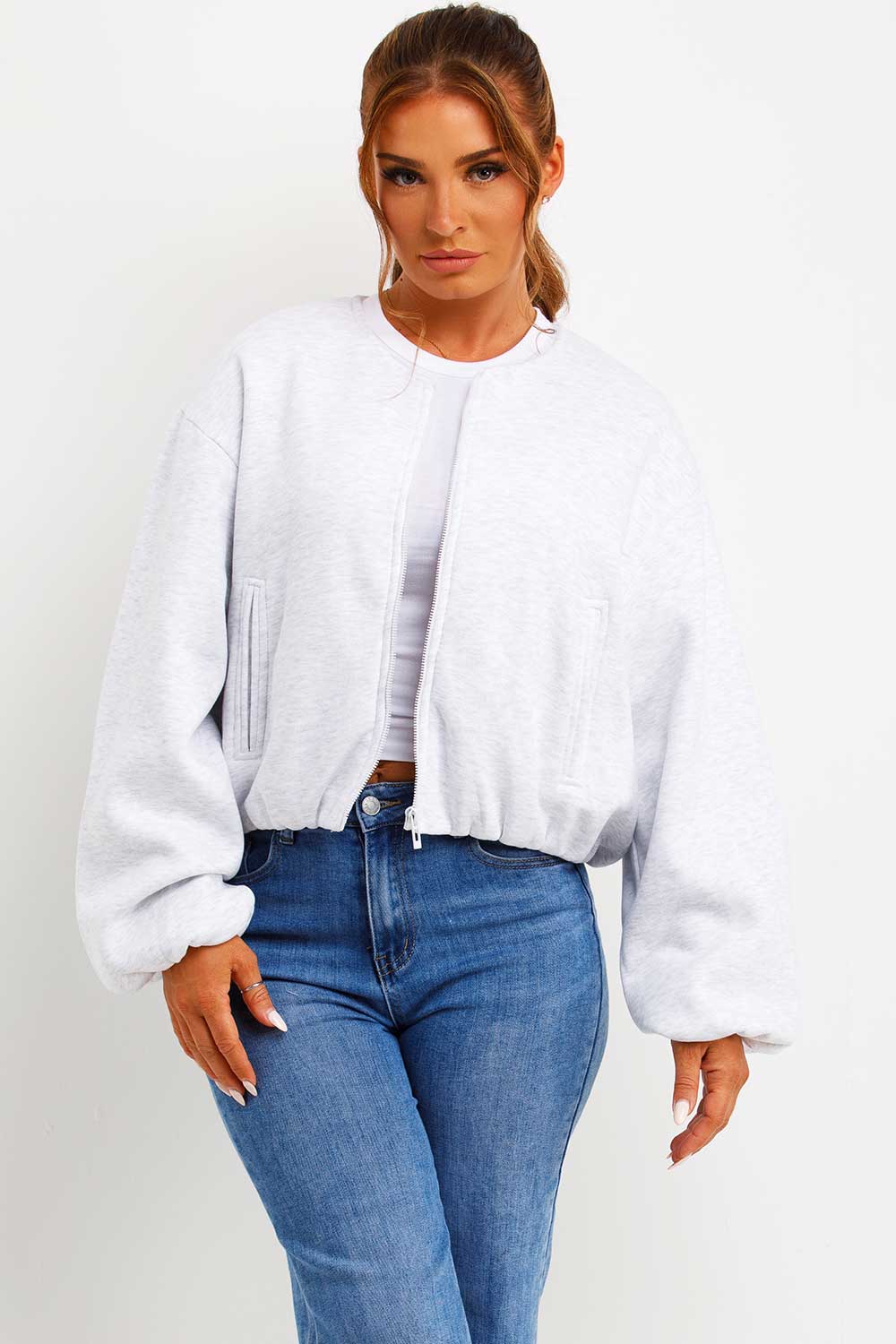 Soft Bomber Jacket with Zip Grey Marl | Xtralitty