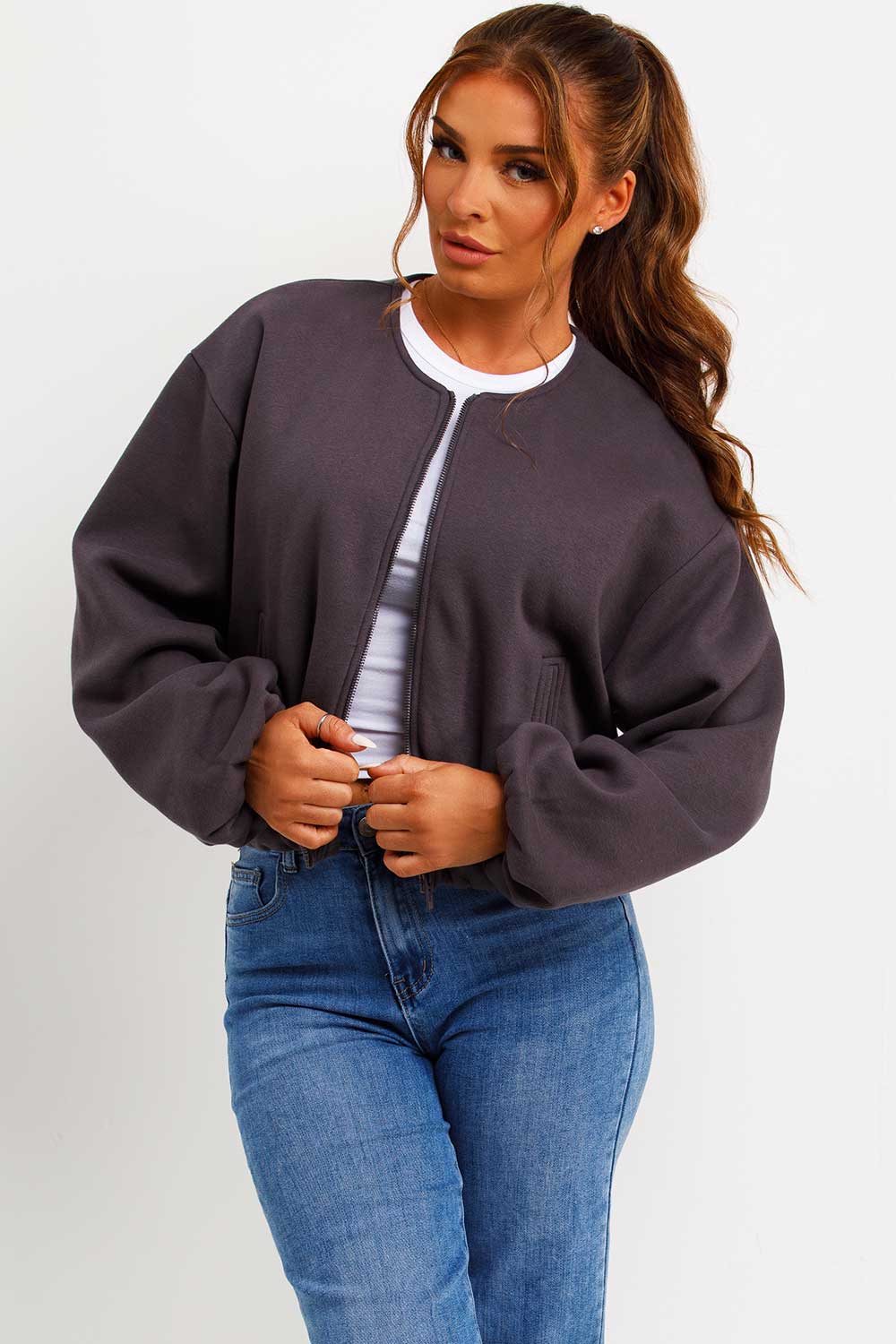 Soft Bomber Jacket with Zip Charcoal | Xtralitty