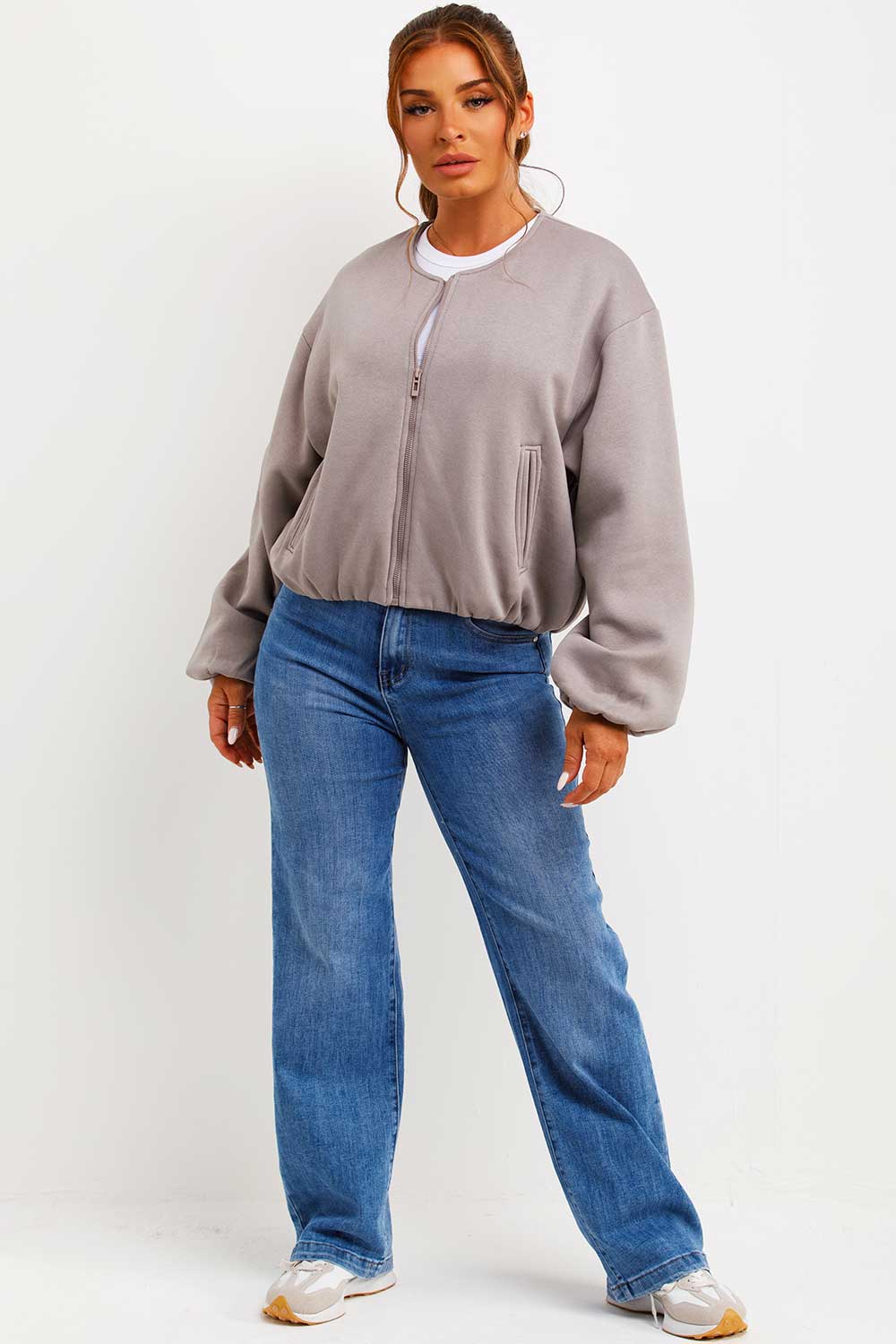 Soft Bomber Jacket with Zip Dove Grey | Xtralitty