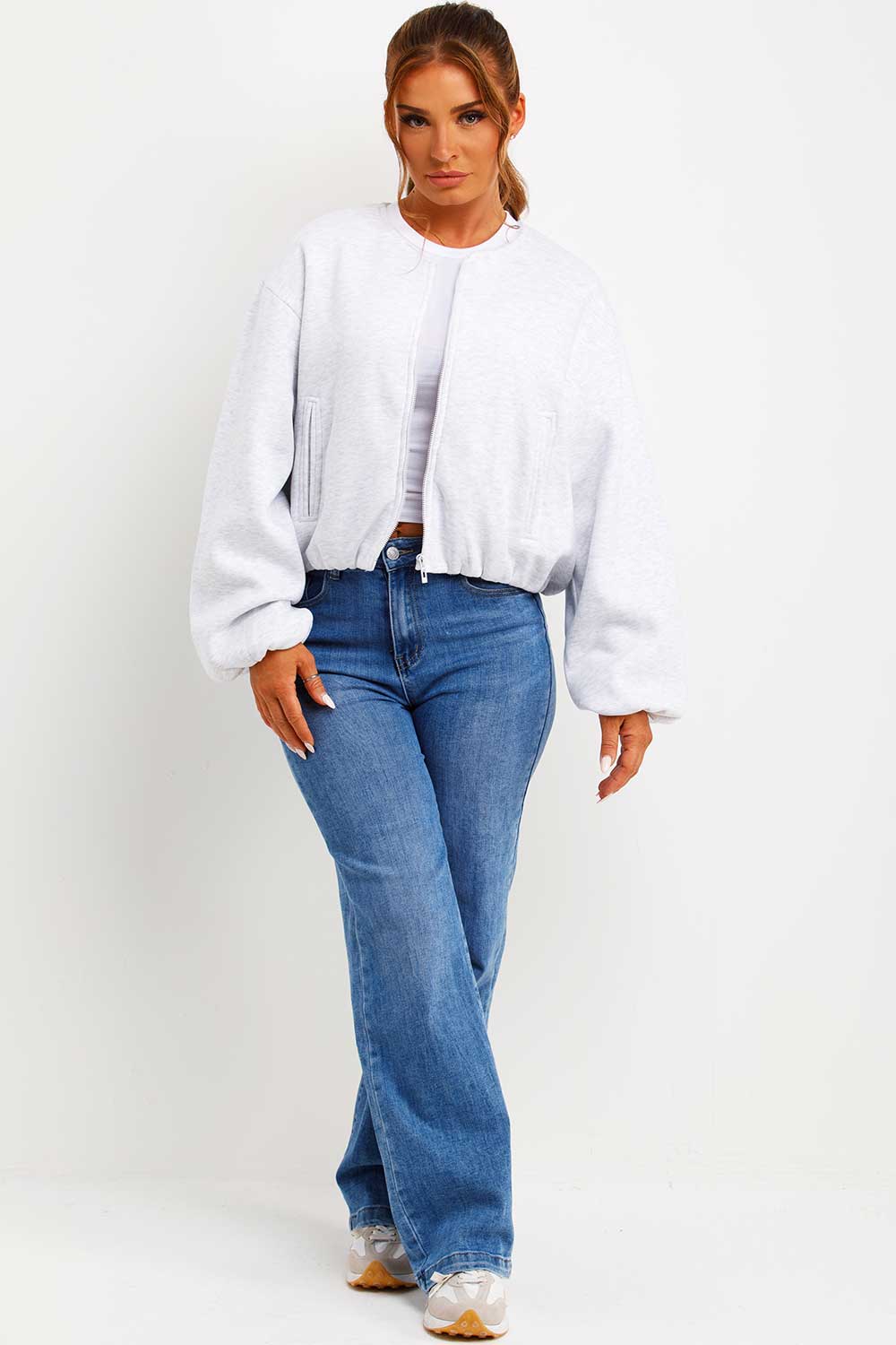 Soft Bomber Jacket with Zip Grey Marl | Xtralitty