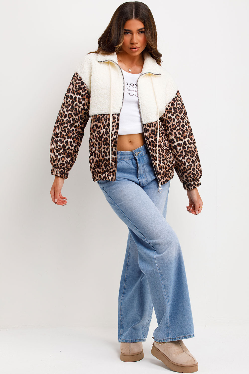 Teddybear Jacket with Quilted Leopard Print Deta | Xtralitty