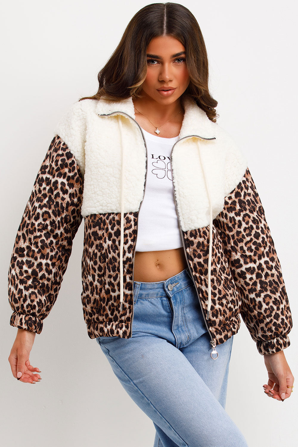 Teddybear Jacket with Quilted Leopard Print Deta | Xtralitty
