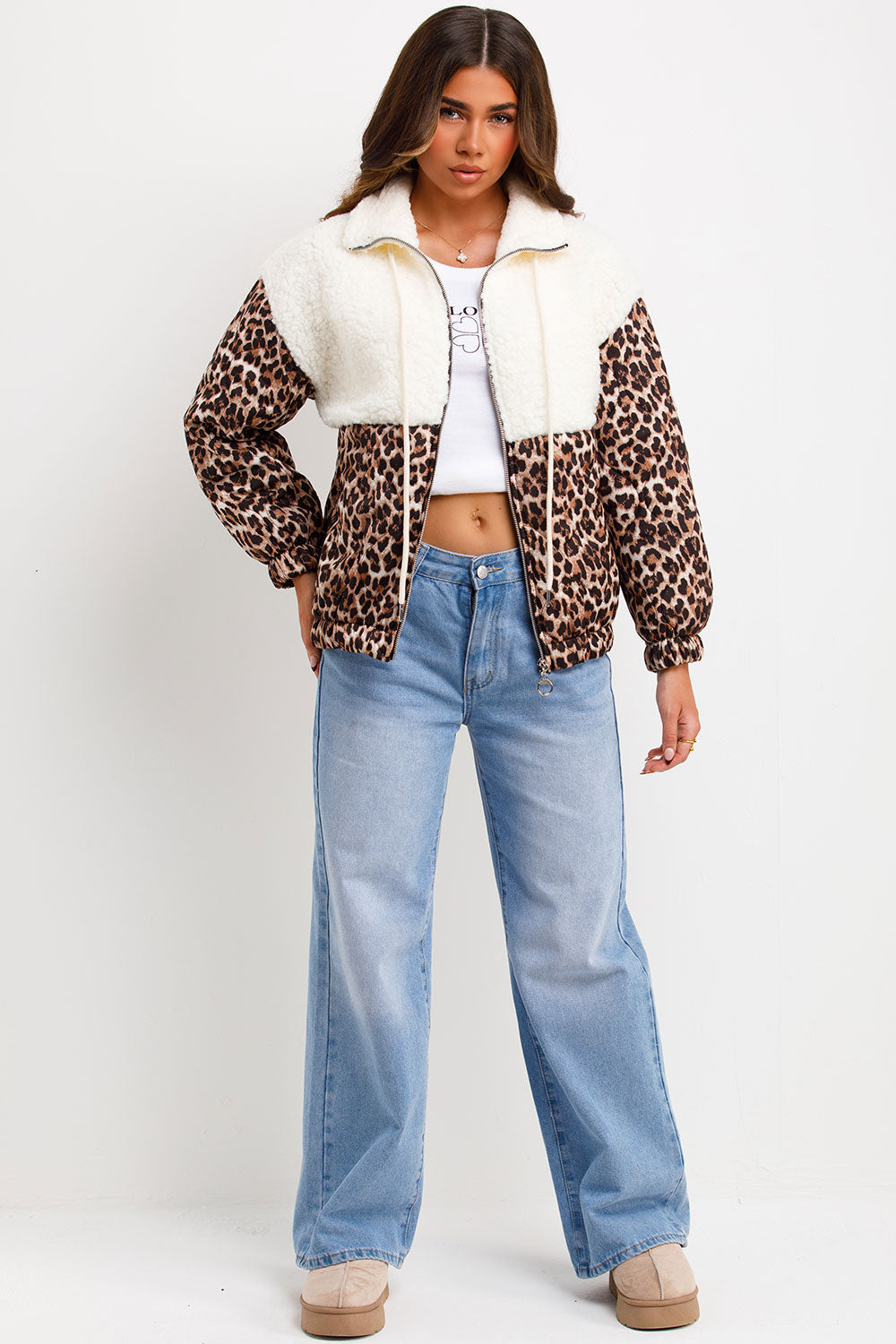 Teddybear Jacket with Quilted Leopard Print Deta | Xtralitty