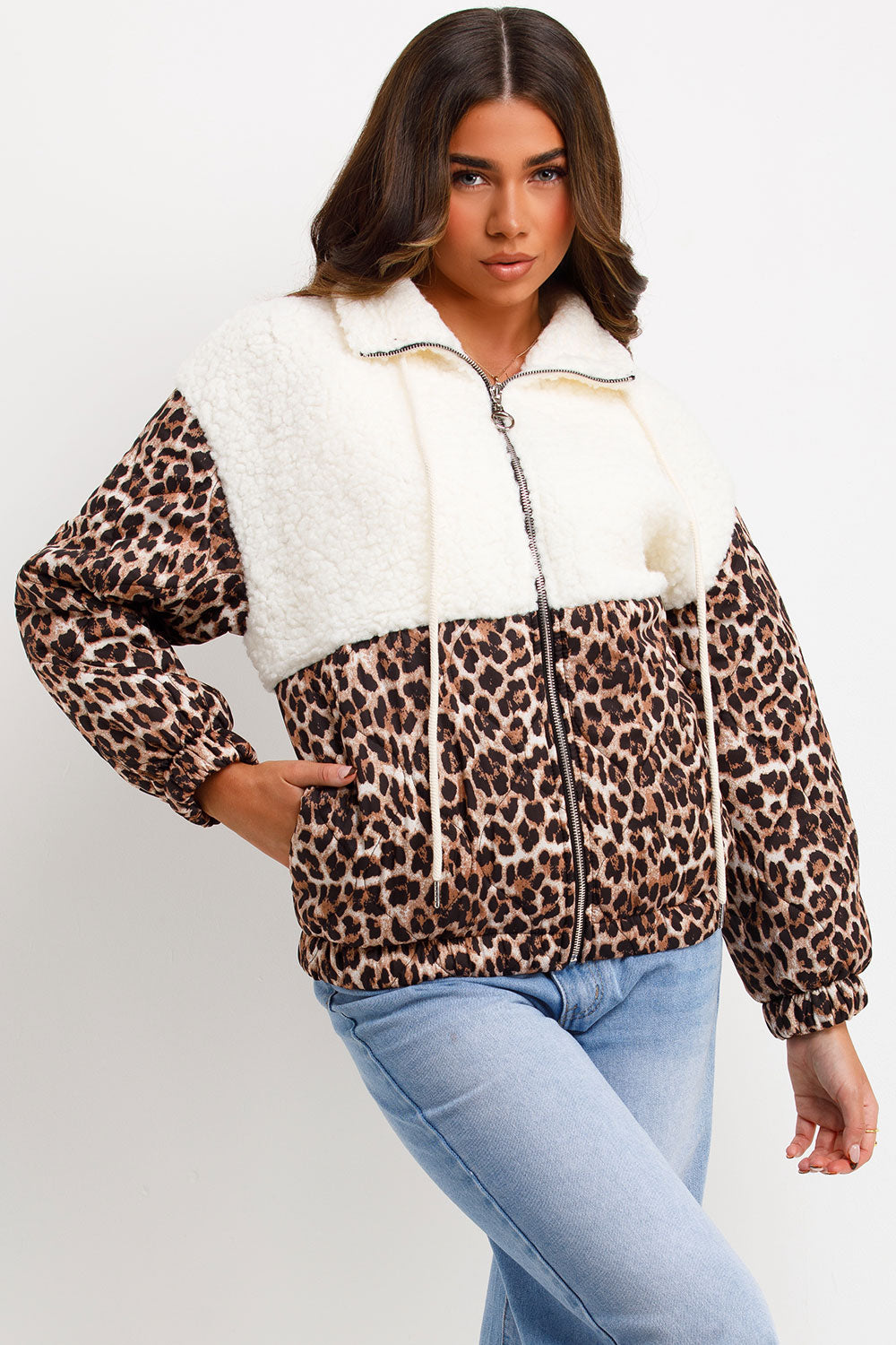 Teddybear Jacket with Quilted Leopard Print Deta | Xtralitty